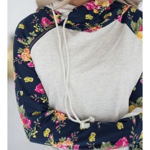 Navy floral accent Double Hood